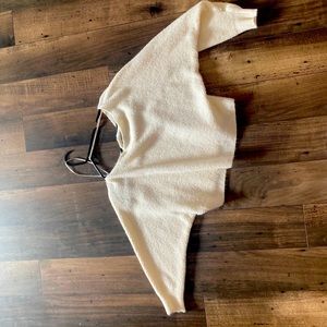Super cute warm cream off the shoulder sweater